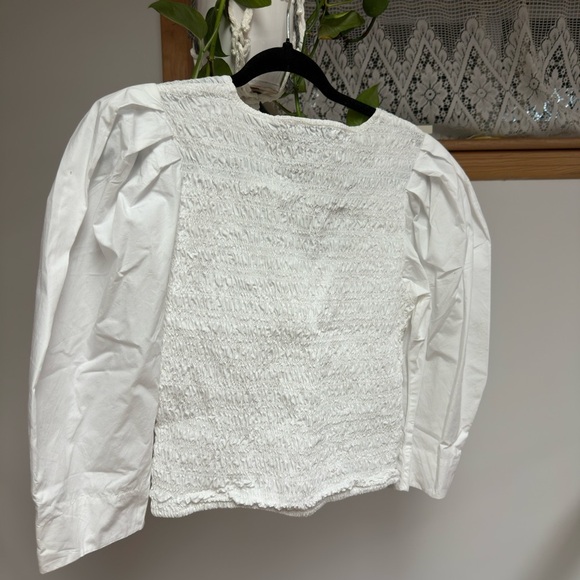 GANNI White Cotton Poplin Smock Blouse Size EU 42 (equivalent US 10) - Picture 6 of 6